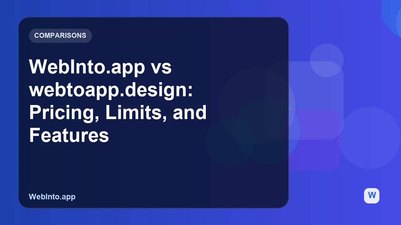 WebInto.app vs webtoapp.design: Pricing, Limits, and Features