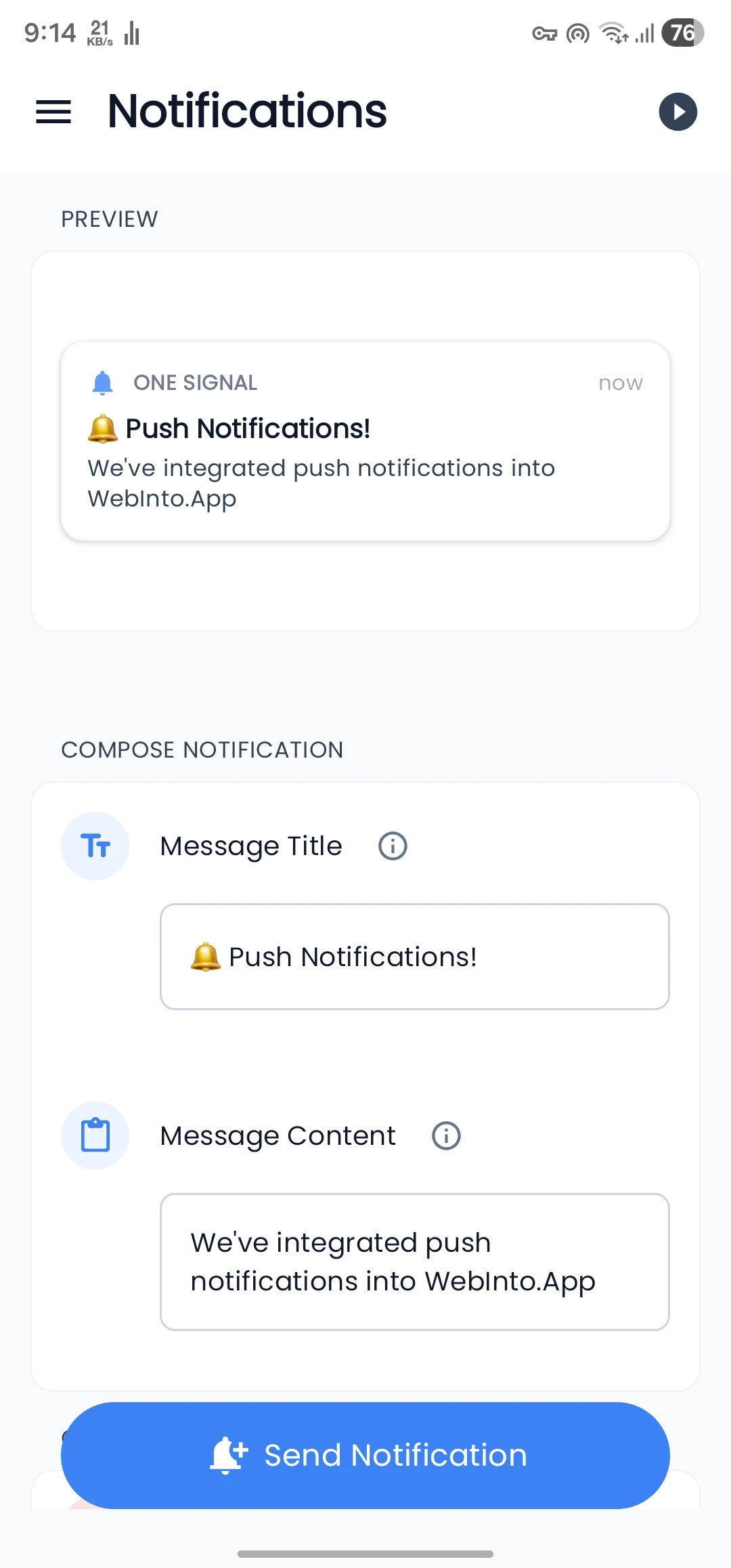 Push & In-App Notifications Screenshot