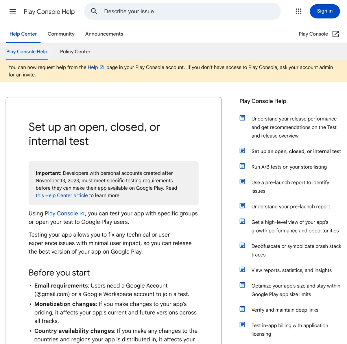 Set up closed testing and invite testers